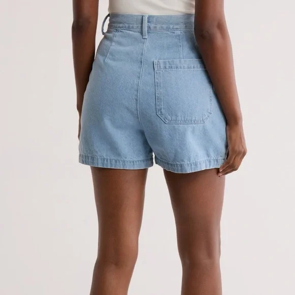 Etica Max Pleated Jean Shorts in Ethereal Blue 100% cotton light blue Sz 26 NWT